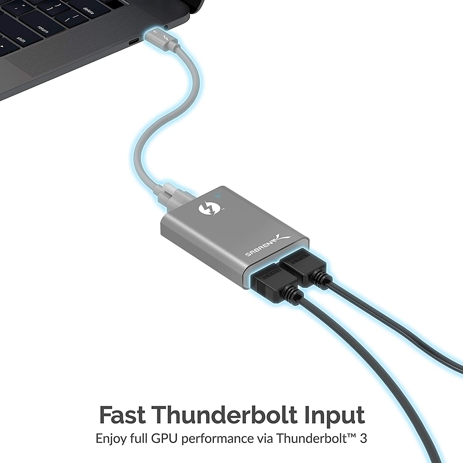 SABRENT Thunderbolt 3 to Dual HDMI 2.0 Display Adapter for Windows or Mac | up to 4K Resolution at 60Hz | Detachable Cable with Screw-in Lock (TH-S3H2)