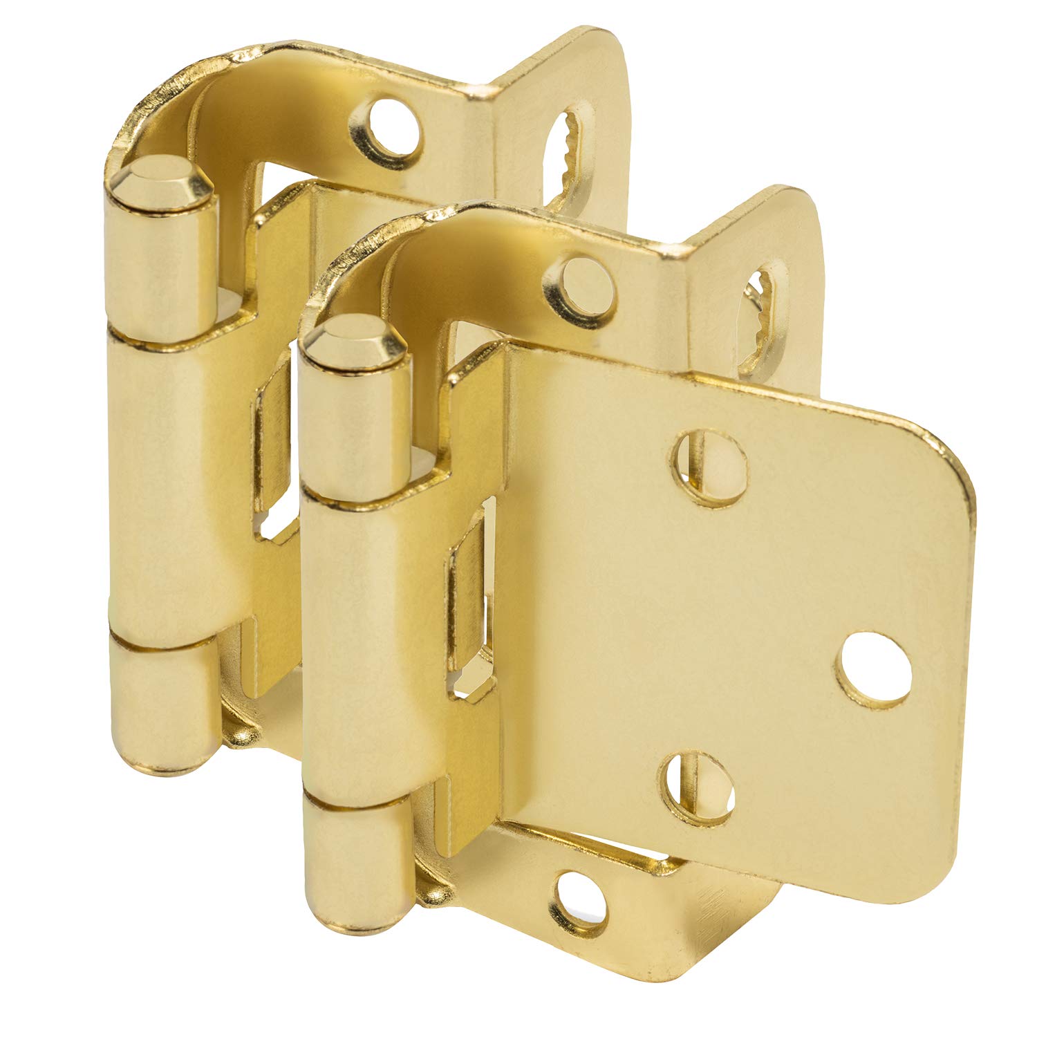 Cosmas 18650-BB Brushed Brass Self Closing Partial Wrap Cabinet Hinge 1/2" Inch Overlay (Pair) [18650-BB]