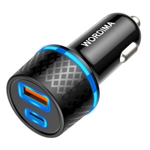 usb car charger, wordima usb c car charger pd20w/pps20w & qc3.0 18w/scp22.5w car adapter, compatible with iphone13 pro max/ipad pro/samsung/google pixel/oneplus (black)