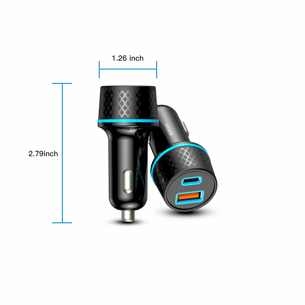 USB Car Charger, WORDIMA USB C Car Charger PD20W/PPS20W & QC3.0 18W/SCP22.5W Car Adapter, Compatible with iPhone13 pro max/iPad Pro/Samsung/Google Pixel/Oneplus (Black)