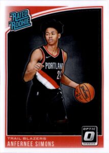 2018-19 donruss optic basketball #186 anfernee simons rc portland trail blazers rated rookie official nba trading card (made by panini)