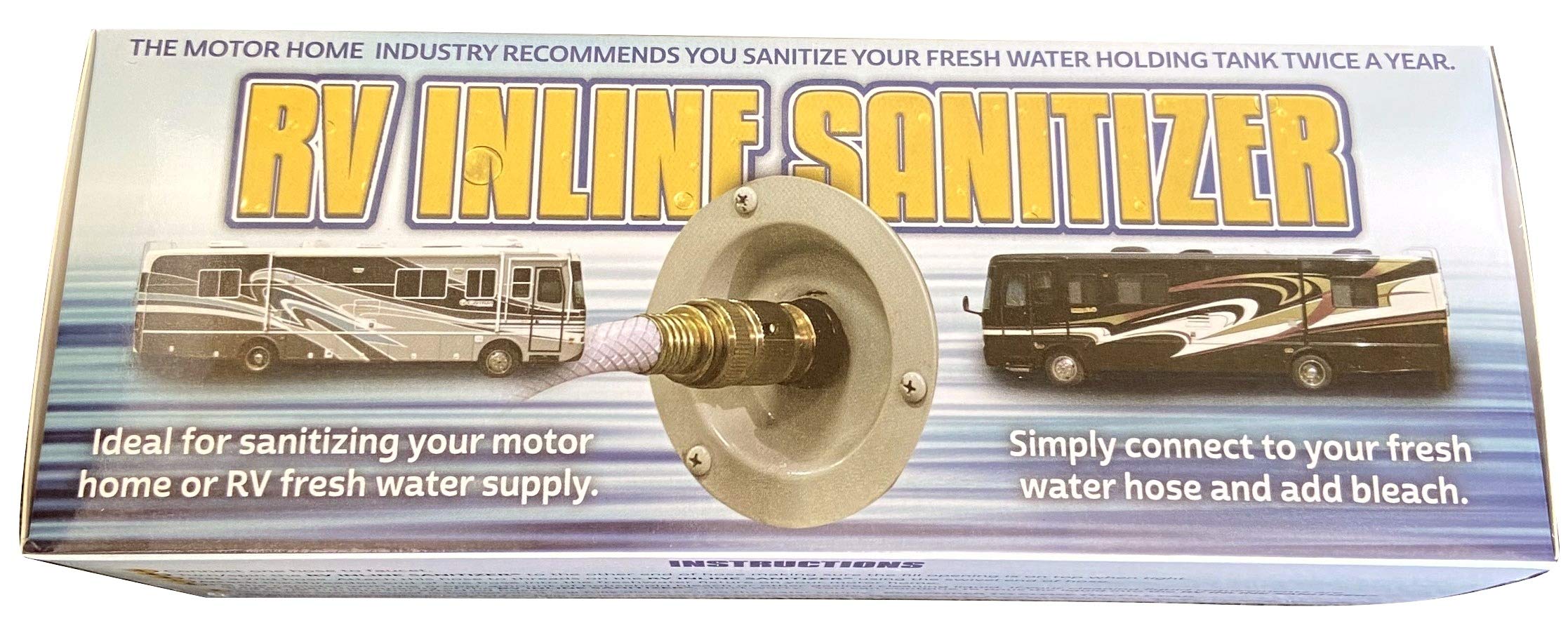 RV Inline Sanitizer - The Easiest way to HELP YOU disinfect your RV Fresh Water Tank, NO MESS, NO MOVING PART, just connect with the Hose and add Bleach