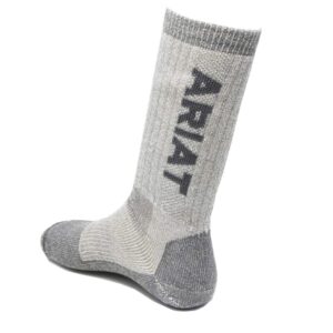 ARIAT Unisex Mid-Weight Arch Support Merino Wool Blend Reinforced Mid Calf Socks, Grey, Medium