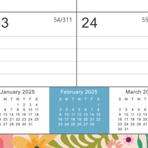 2024-2025 Desk Calendar - Desk Calendar 2024-2025, 18-Month Desk/Wall Calendar, Jul. 2024 - Dec. 2025, 16.8" x 12", Desk Calendar with Corner Protectors, Ruled Blocks - Black Floral