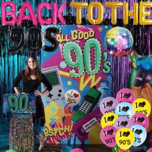 Back to The 90's Balloons Retro Radio 90s Party Banner Throwback 90's/Funny 1990's/I Love 90s/Rock Punk Music Dance Disco Boom Box Hip Hop 90th Birthday Wedding Party Supplies Decorations