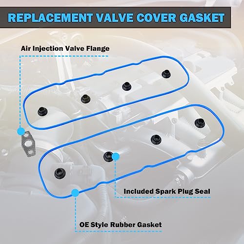 Valve Cover Gasket Set - Compatible with 4.8L 5.3L 6.0L 6.2L Chevy Silverado, Suburban, Tahoe, Trailblazer, GMC Sierra, Yukon, Envoy, Cadillac Escalade - Replace 12637683 VS50504R1