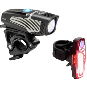 NiteRider Lumina Micro 650 Front Bike Light Sabre 110 Rear Bike Light Combo Pack, Black (7711)