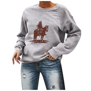 drindf graphic sweatshirt for women long sleeve round neck casual pullover tops gray