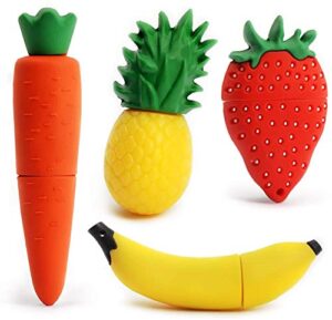 leizhan 4 x 32gb fruits usb flash drive cute banana thumb drive pineapple pendrive strawberry photo stick carrot computer memory stick usb 2.0 creative backup drive