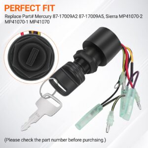 87-17009A2 87-17009A5 Boat Ignition Switch Replacement for Mercury Mariner Outboard Motor Control Box Ignition Key Switch with 2 Keys 3 Position 6 Wire Connectors for Mercury Push Choke Ignition