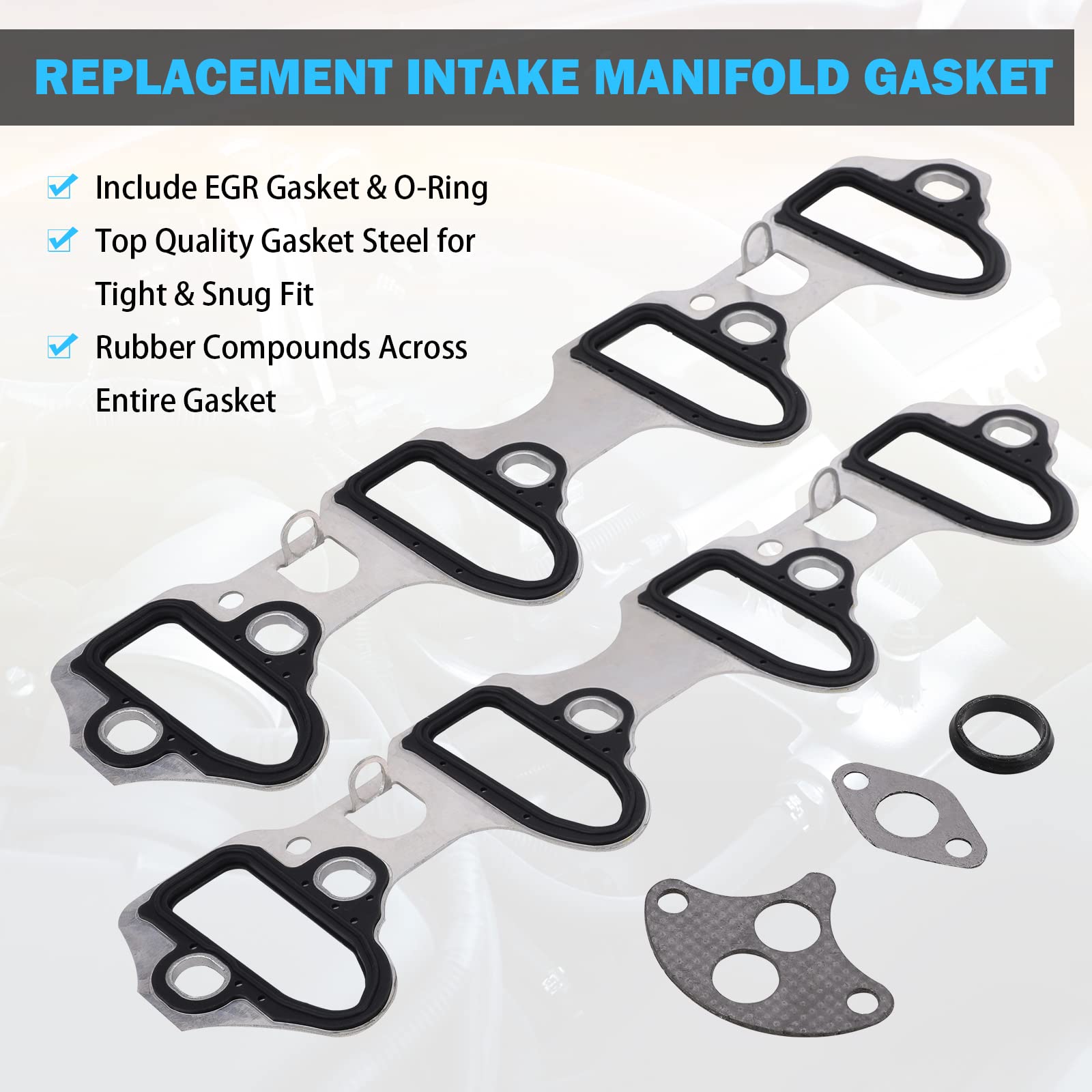 Intake Manifold Gasket Set - Compatible with 4.8L 5.3L 6.0L Chevy Silverado, Suburban, Tahoe, GMC Sierra, Yukon, Savana, Cadillac Escalade - Replace 89060413 MS98016T