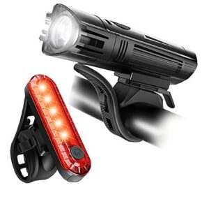 apremont 450 lumen bike lights front and back set - bicycle accessories for night riding - usb rechargeable bike light set, waterproof, led safety flashlight cycling accessories - adult kid mtb helmet