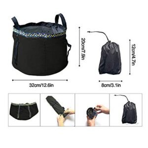 12L Portable Folding Wash Basin, Lightweight and Durable Compact Collapsible Foldable Water Bucket Container for Camping Hiking Fishing Travelling etc. (Black)