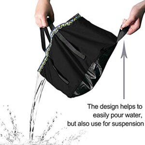 12L Portable Folding Wash Basin, Lightweight and Durable Compact Collapsible Foldable Water Bucket Container for Camping Hiking Fishing Travelling etc. (Black)