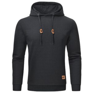 satankud mens pullover hoodie long sleeve hooded sweatshirt casual hoodies square pattern (black, xl)