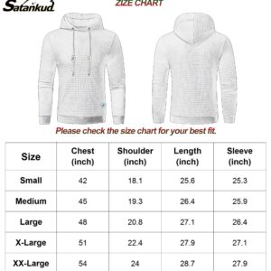 Satankud Mens Pullover Hoodie Long Sleeve Hooded Sweatshirt Casual Hoodies Square Pattern (Black, XL)