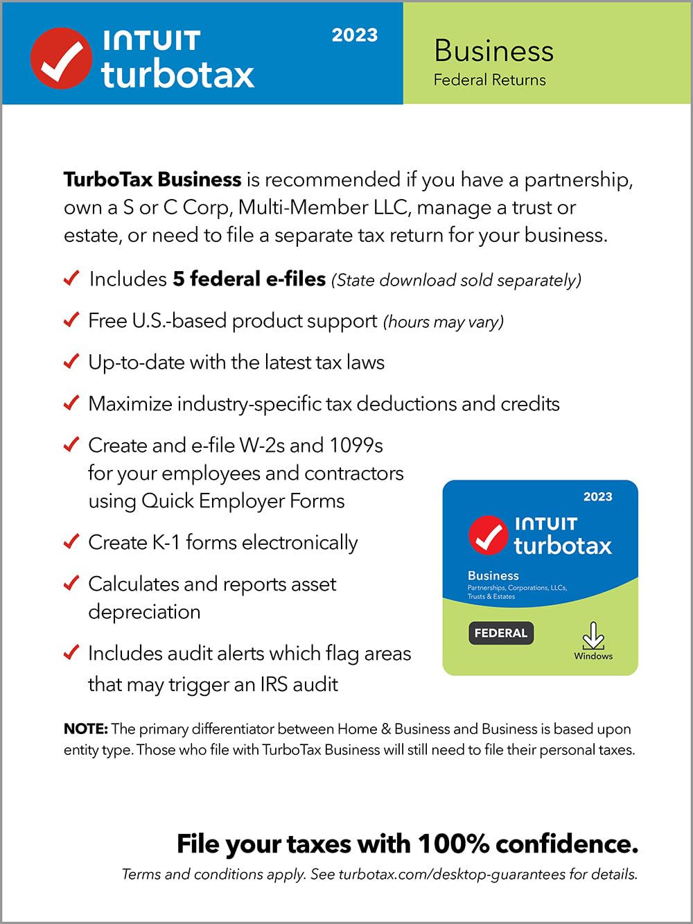 TurboTax Business 2023 Tax Software, Federal Tax Return [PC Download]