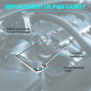 Oil Pan Gasket Set - Compatible with 4.8L 5.3L 6.0L 6.2L Chevy Silverado, Suburban, Tahoe, Trailblazer, GMC Sierra, Yukon, Cadillac Escalade - Replace 12612350 OS30693R