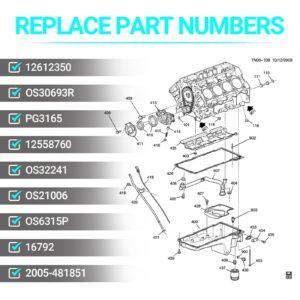 Oil Pan Gasket Set - Compatible with 4.8L 5.3L 6.0L 6.2L Chevy Silverado, Suburban, Tahoe, Trailblazer, GMC Sierra, Yukon, Cadillac Escalade - Replace 12612350 OS30693R