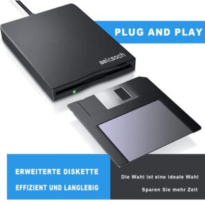 aelrsoch Floppy Disk Reader External Drive USB 3.5-inch USB External Floppy Drive 1.44 MB FDD Portable Floppy Disk Suitable for PC Windows 2000/7/8, Plug and Play