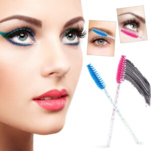 200 PCS Disposable Crystal Eyelash Mascara Brushes Wands for Eye Lash Extension, Eyebrow and Makeup (Pink)