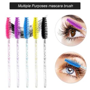 200 PCS Disposable Crystal Eyelash Mascara Brushes Wands for Eye Lash Extension, Eyebrow and Makeup (Pink)