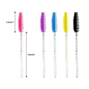 200 PCS Disposable Crystal Eyelash Mascara Brushes Wands for Eye Lash Extension, Eyebrow and Makeup (Pink)