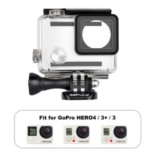 GEPULY Waterproof Housing Case for GoPro Hero 4, Hero 3+, Hero 3 Underwater Photography - Waterproof Up to 131 ft (40M) - with Quick Release Mount, Thumb Screw