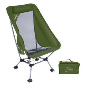 hitorhike camping chair with nylon mesh and comfortable headrest ultralight high back folding portable compact for camping, hiking, backpacking, picnic, festival, family road trip(green)