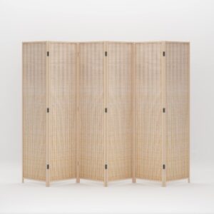 jaxsunny 6 panel bamboo room dividers, folding room divider privacy screens, room separating wall dividers, natural room partition, freestanding, 5.9 ft. tall