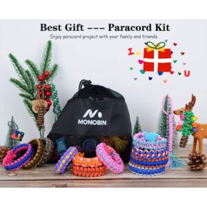 MONOBIN Paracord Combo Kits - 550 Type III Parachute Cord - Bracelet Crafting Kits, Survival Rope Making lanyards,Dog Collar,Bracelet