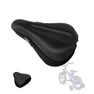 tcheung 9'' x 6'' extra soft gel bicycle seat cushion- kids bike seat cushion- with water&dust resistant cover- comfortable small bike seat cover (black)