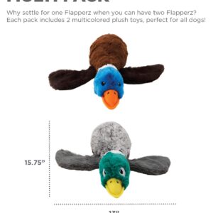 Outward Hound Flapperz Plush Crinkle Duck Dog Toy, 2-Pack - Grunt, Crinkle & Flop, Small