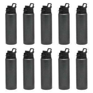 discount promos aluminum water bottles with snap lids 25 oz. set of 10, bulk pack - reusable, great for gym, hiking, cycling, for school - charcoal