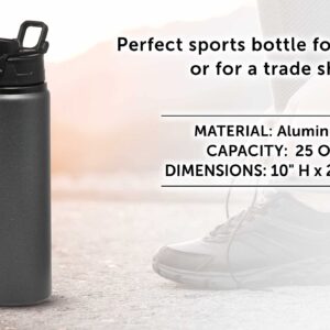 DISCOUNT PROMOS Aluminum Water Bottles with Snap Lids 25 oz. Set of 10, Bulk Pack - Reusable, Great for Gym, Hiking, Cycling, For School - Charcoal