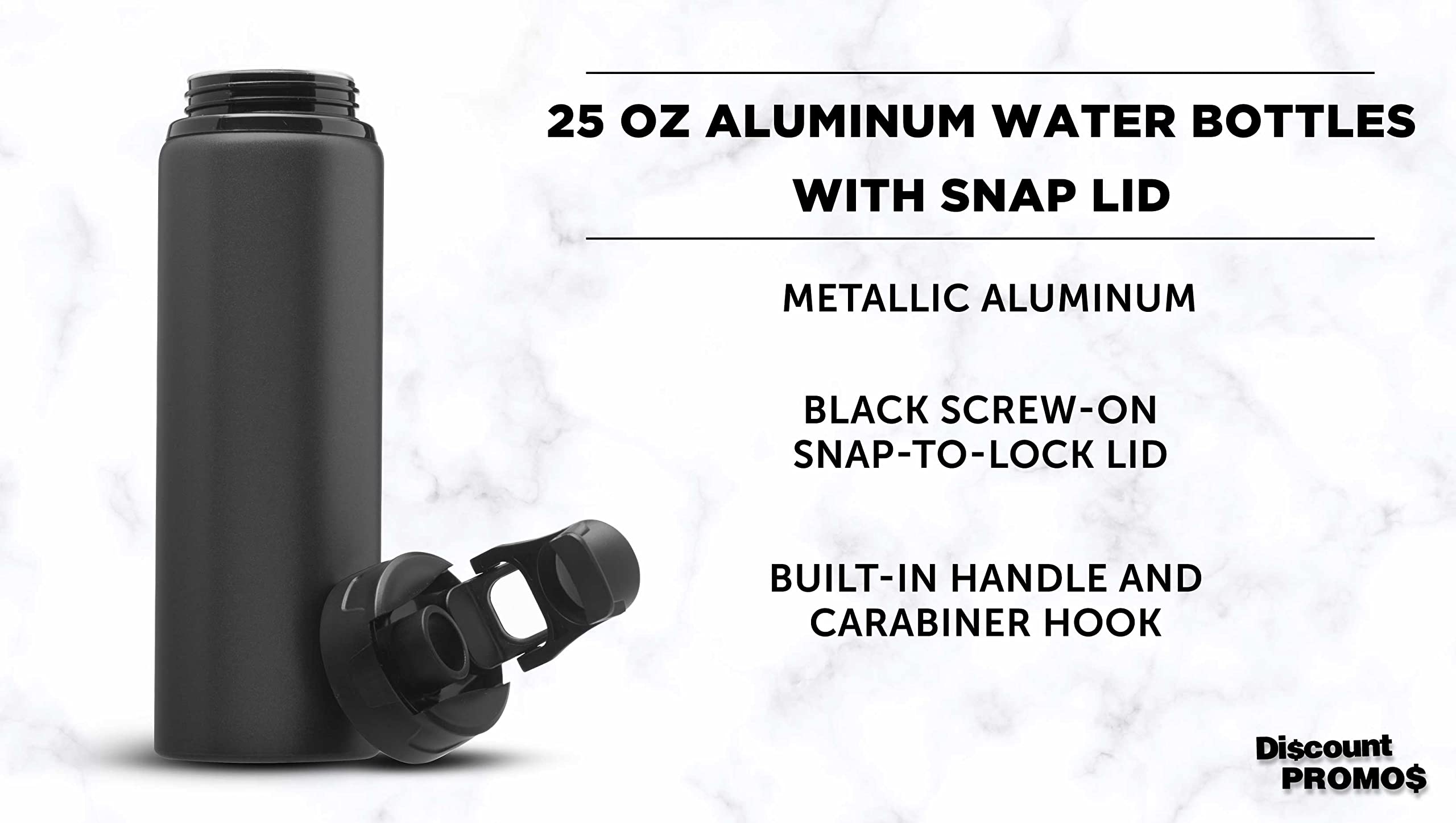 DISCOUNT PROMOS Aluminum Water Bottles with Snap Lids 25 oz. Set of 10, Bulk Pack - Reusable, Great for Gym, Hiking, Cycling, For School - Charcoal