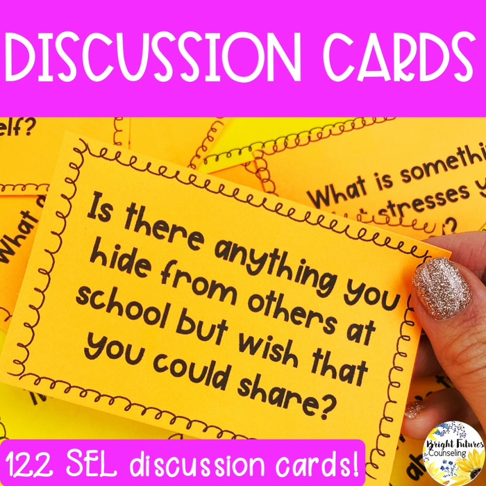 School Counseling SEL Discussion Cards Bundle Includes 14 Different SEL Topics