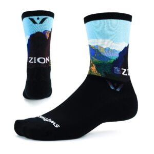 vision six impression, parks edition, running and cycling socks (zion, x-large)