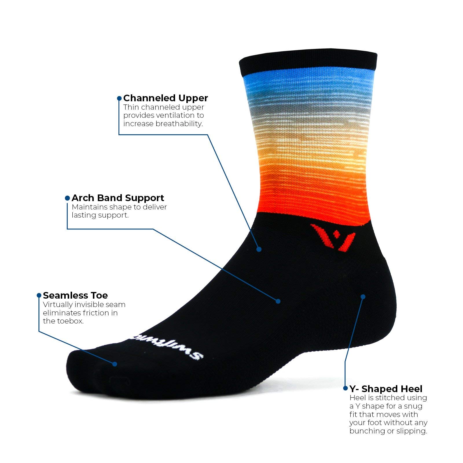 VISION SIX Impression, Parks Edition, Running and Cycling Socks (Zion, X-Large)