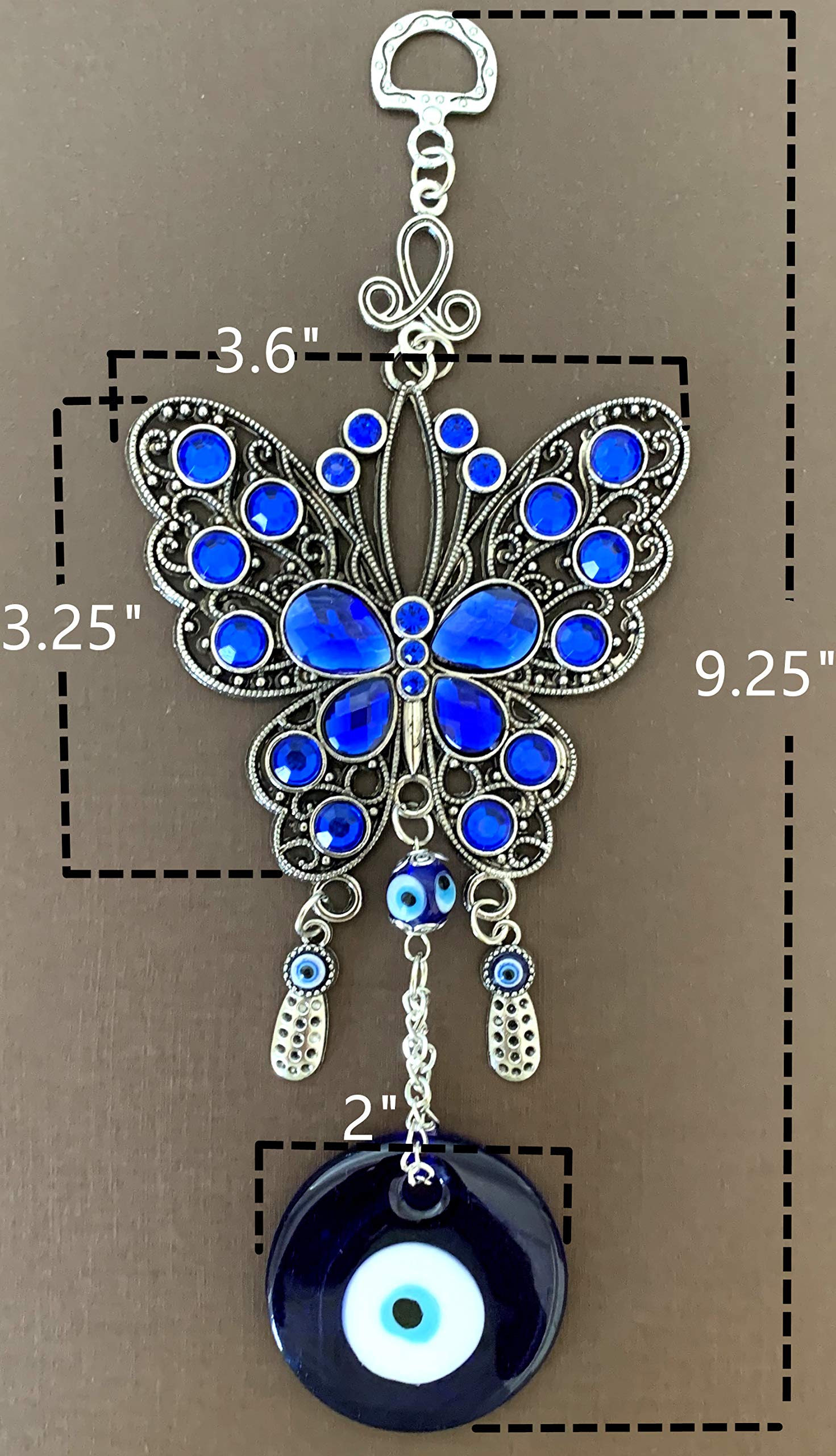 Turkish Blue Evil Eye Butterfly Design Amulet Home Office Hanging Decoration Ornament Blessing Gift -CL10