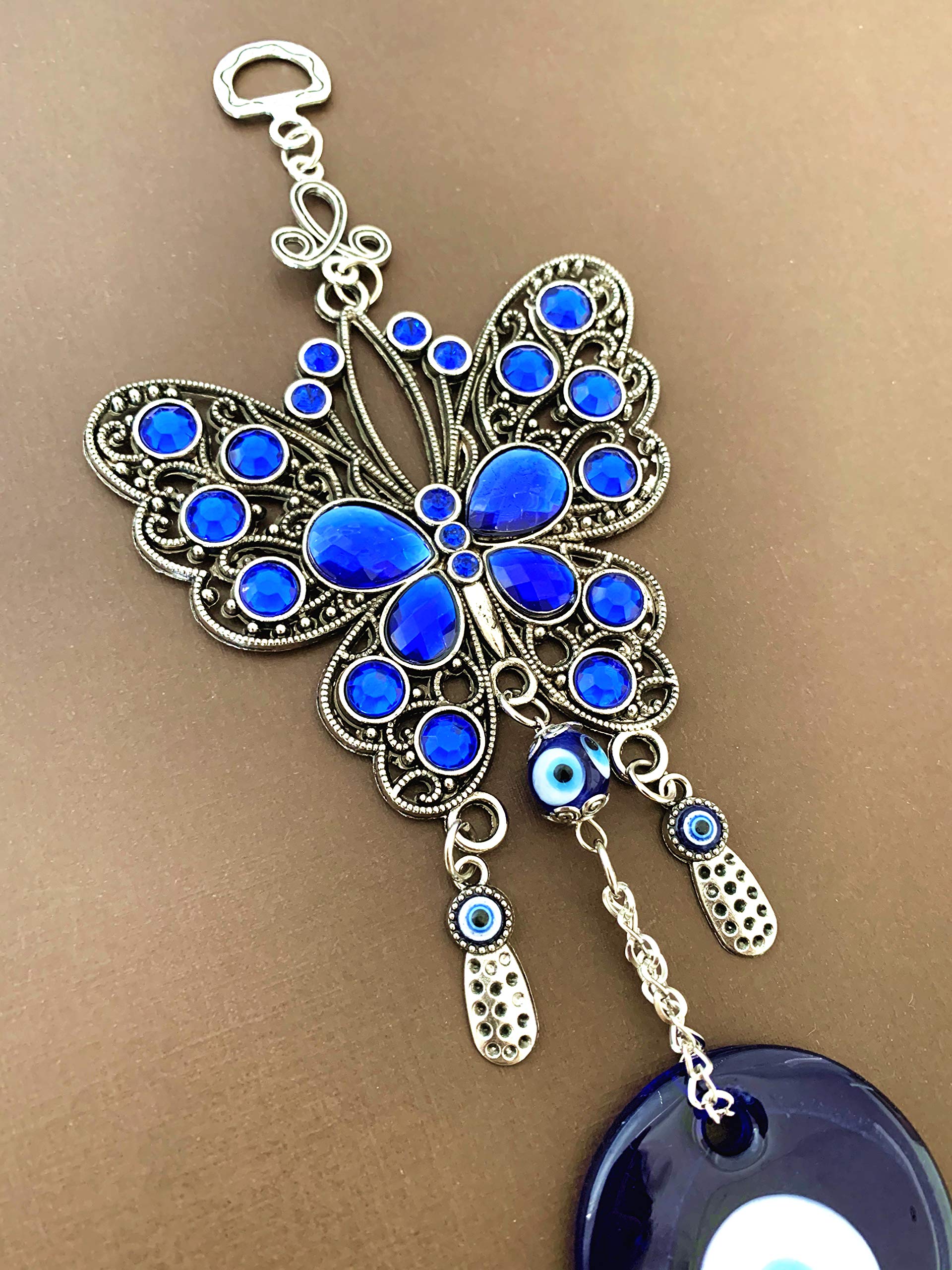 Turkish Blue Evil Eye Butterfly Design Amulet Home Office Hanging Decoration Ornament Blessing Gift -CL10