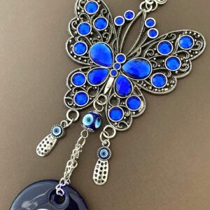 Turkish Blue Evil Eye Butterfly Design Amulet Home Office Hanging Decoration Ornament Blessing Gift -CL10