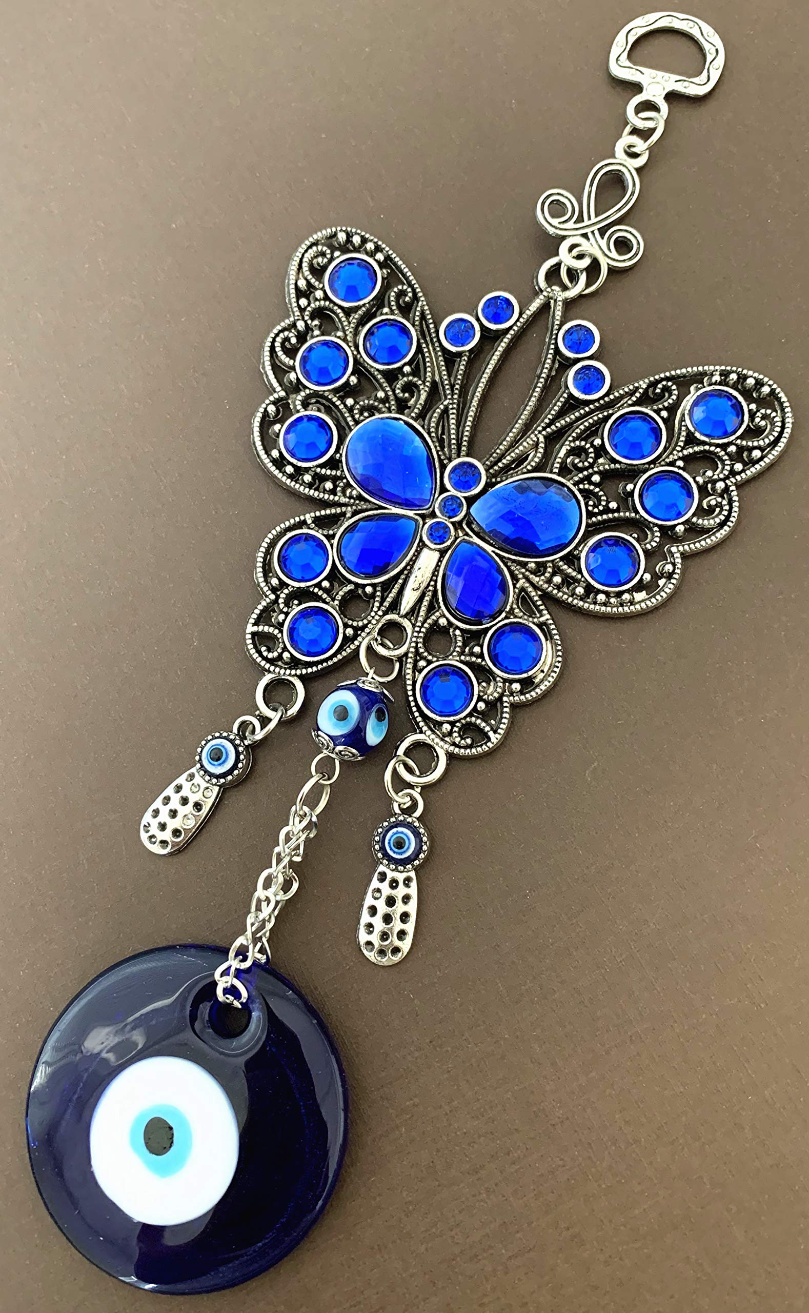 Turkish Blue Evil Eye Butterfly Design Amulet Home Office Hanging Decoration Ornament Blessing Gift -CL10