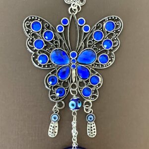 Turkish Blue Evil Eye Butterfly Design Amulet Home Office Hanging Decoration Ornament Blessing Gift -CL10