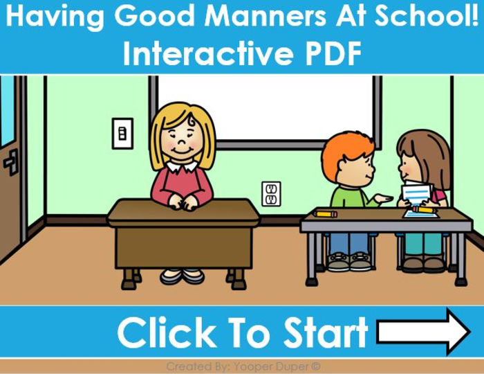 Good Manners At School Distance Learning Interactive PDFs