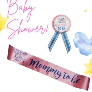 Twinkle Little Star Baby Shower Mommy to be & Daddy Pin Pink Blue Gift Set Galaxy