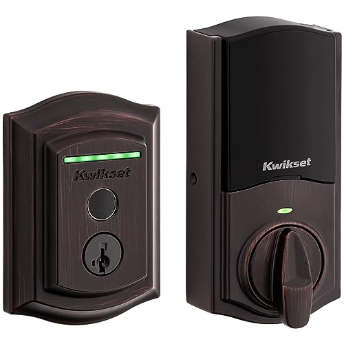 Kwikset Halo Fingerprint Wi-Fi Smart Door Lock, Keyless Touch Entry Electronic Traditional Deadbolt, No Hub Required App Remote Control, With SmartKey Re-Key Security, Venetian Bronze