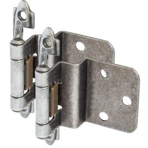 25 pair pack - cosmas 15628-wn weathered nickel cabinet hinge 3/8" inset (pair) [15628-wn]