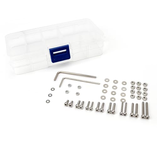 50pcs/set Universal Turntable Headshell Cartridge Mounting: Stainless Steel Hex Socket Head Screws, Bolts, Nuts, Metal Washers & Wrenches - Assortment Kit in A Mixed Boxed Case - For Phonograph Parts