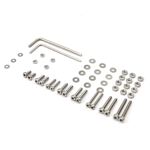 50pcs/set Universal Turntable Headshell Cartridge Mounting: Stainless Steel Hex Socket Head Screws, Bolts, Nuts, Metal Washers & Wrenches - Assortment Kit in A Mixed Boxed Case - For Phonograph Parts